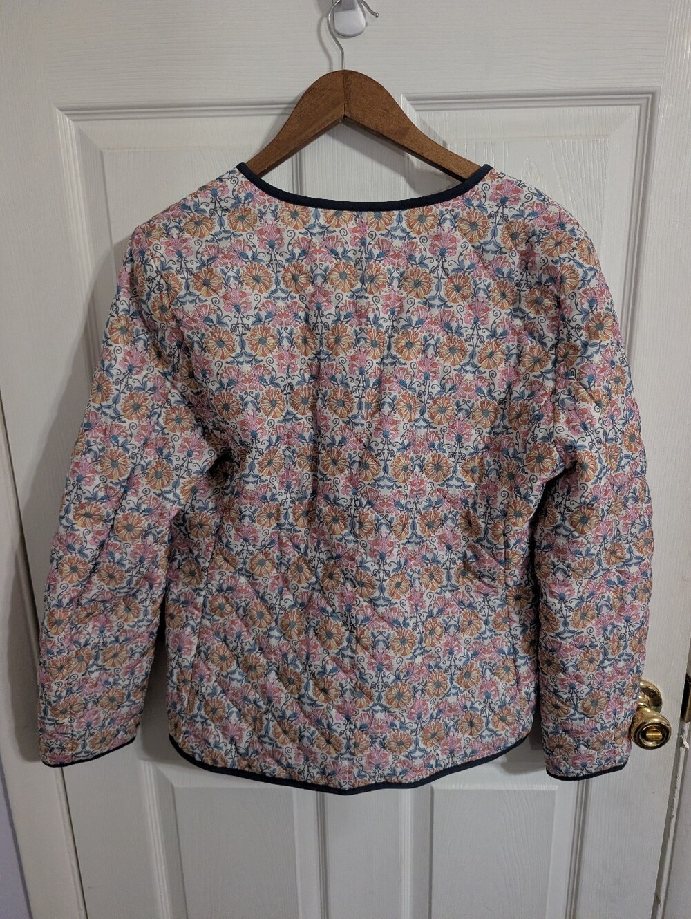 J. Crew Liberty Fabric Womens Jacket Quilted Floral White Blue Size 12 (BA587) - Picture 2 of 5